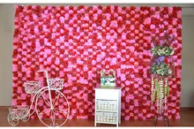 2.4M x 2.4M Wedding Flower Wall Pink with red Rose & Dalia flower backdrop wedding stage decoration