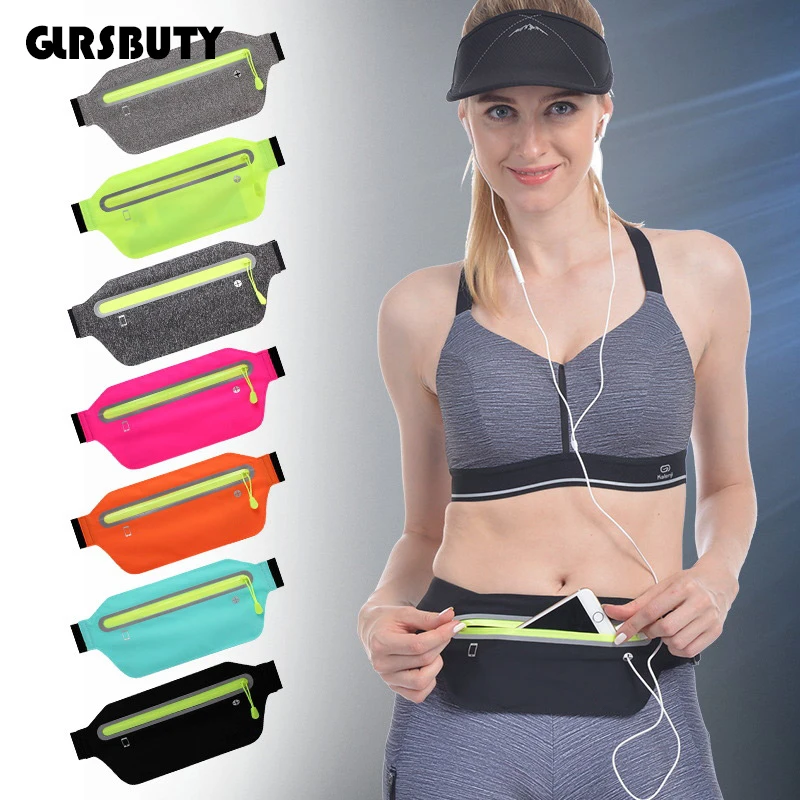 

GLRSBUTY Slim Waist Bag Women Fanny Pack 2019 Men Money Belt Bum Bag Outdoor Phone Hip Bag with Earphone Hole Multifunction Gym