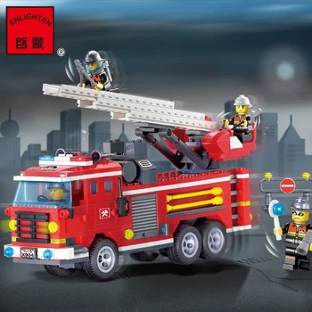 

City Fire Truck Fireman Dolls Building Blocks Kit DIY Model Assembly Kids Educational Toy Brick Children Christmas Birthday Gift