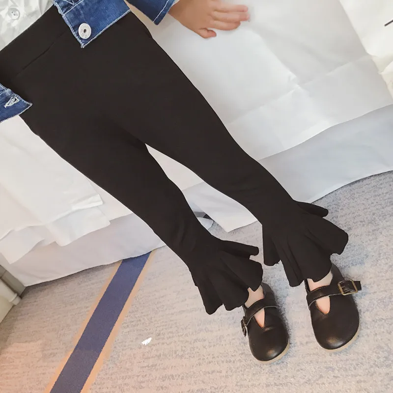 

2018 spring new children's clothing girls Trousers solid color fashion fish tail pencil Kids pant children bell-bottom pants