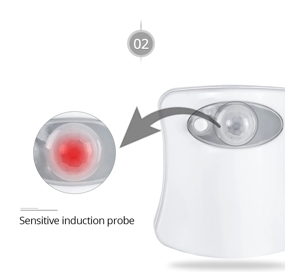 Motion Sensor Toilet Seat Lighting 8 Colors Backlight Toilet Bowl Automatic Night Lamp 3 AAA Seat Sensor Light LED Toilet Lamp (7)