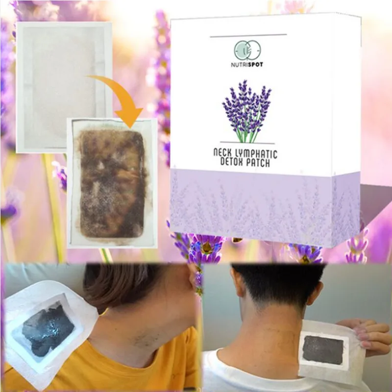 

10 patches/Box Nutrispot Neck Lymphatic Detox Patch Anti-Swelling Herbal LymphPads Detox Foot Patches Pads help Sleep neck care
