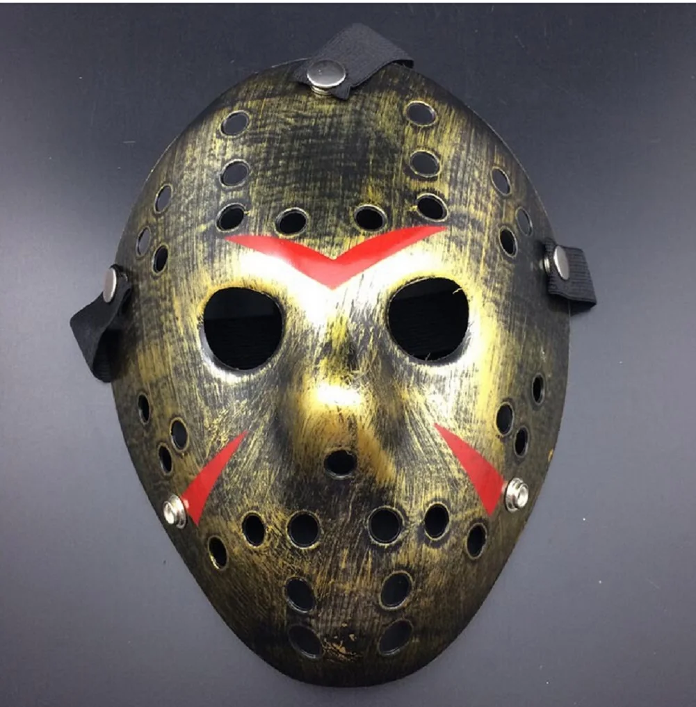 Стильный Jason Voorhees Friday the 13th Horror Hockey страшная маска на Хеллоуин маска - Цвет: Золотой