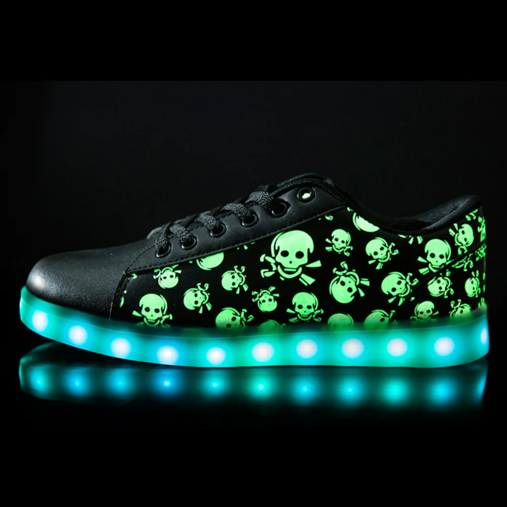 Buy 7 colors LED lights shoes, color changing skull