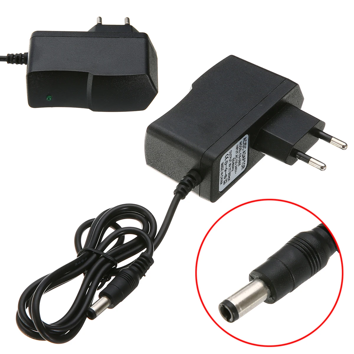 

New EU Plug Power Supply AC 100-240V DC 9V 0.5A Power Converter Adapter Interface 500mA 9W With Indicator Light