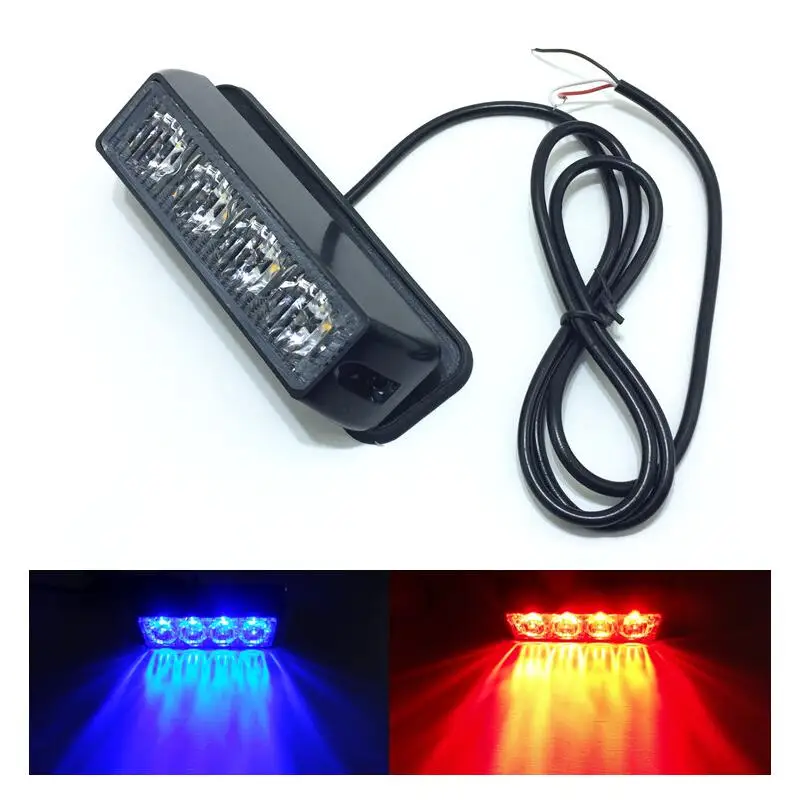 4 LED Embedded Car side Warning Light Flashing Lamp Emergency Beacon
