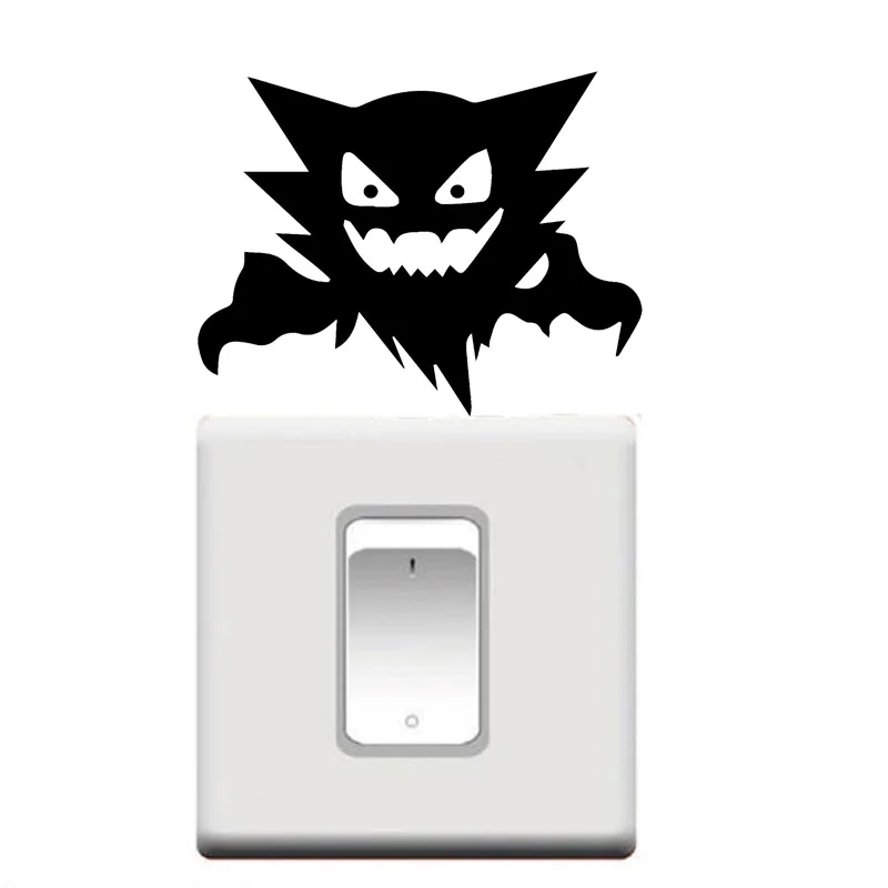 Haunter Pokemon забавные мультяшные настенные Стикеры Виниловая наклейка выключатель