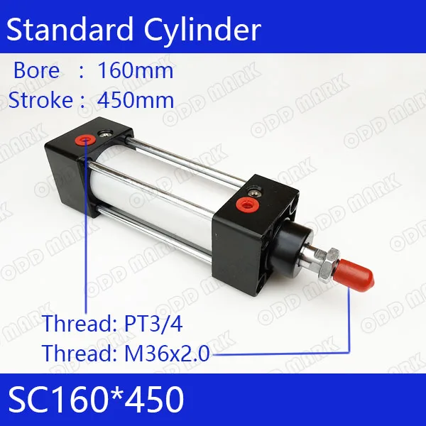 

SC160*450 160mm Bore 450mm Stroke SC160X450 SC Series Single Rod Standard Pneumatic Air Cylinder SC160-450