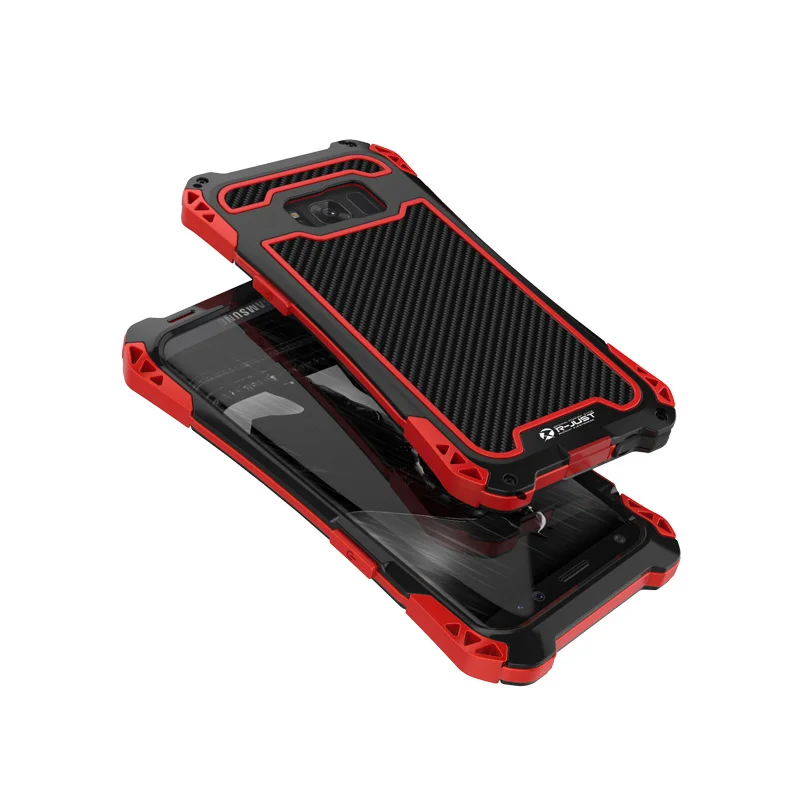 Металлический чехол из углеродного волокна для samsung Galaxy S10 S8 S9 Plus Note 9 8, ударопрочный жесткий защитный чехол для samsung Note 8, чехол для Note9 Note8 - Цвет: Black and Red