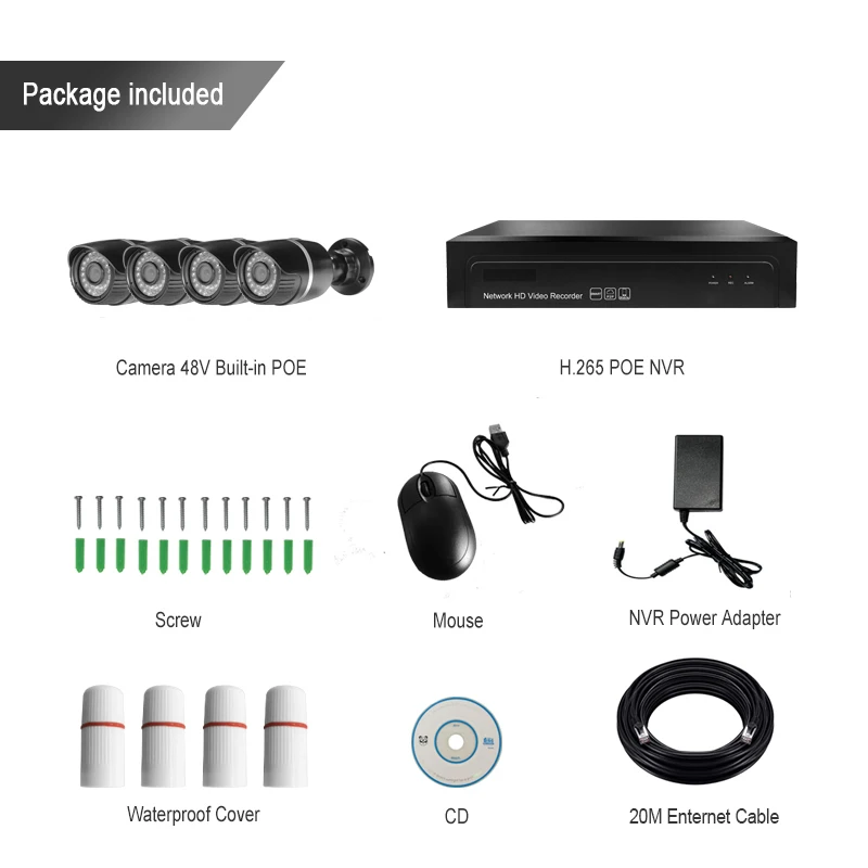 HJT H.265 4CH/8CH сетевая камера POE 8CH NVR CCTV Камера черный 36IR Ночное видение 48 V P2P Onvif 2 4