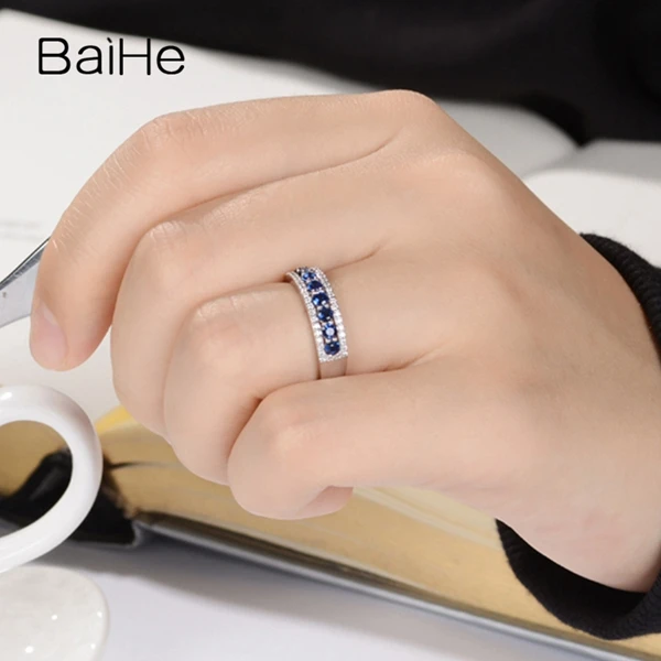 BAIHE, 14 к, белое золото(AU585), 0.17ct, сертифицировано H/SI,, настоящие натуральные бриллианты, обручальное кольцо, модное женское Ювелирное кольцо