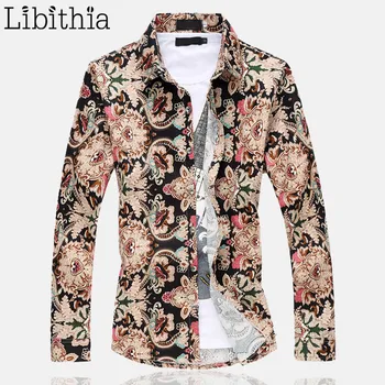 

Floral Men's Casual Dress Shirt Big Size 5XL 6XL Men Long Sleeve Slim Fit Shirts Camisa Social Blouse Male Clothes Spring E515