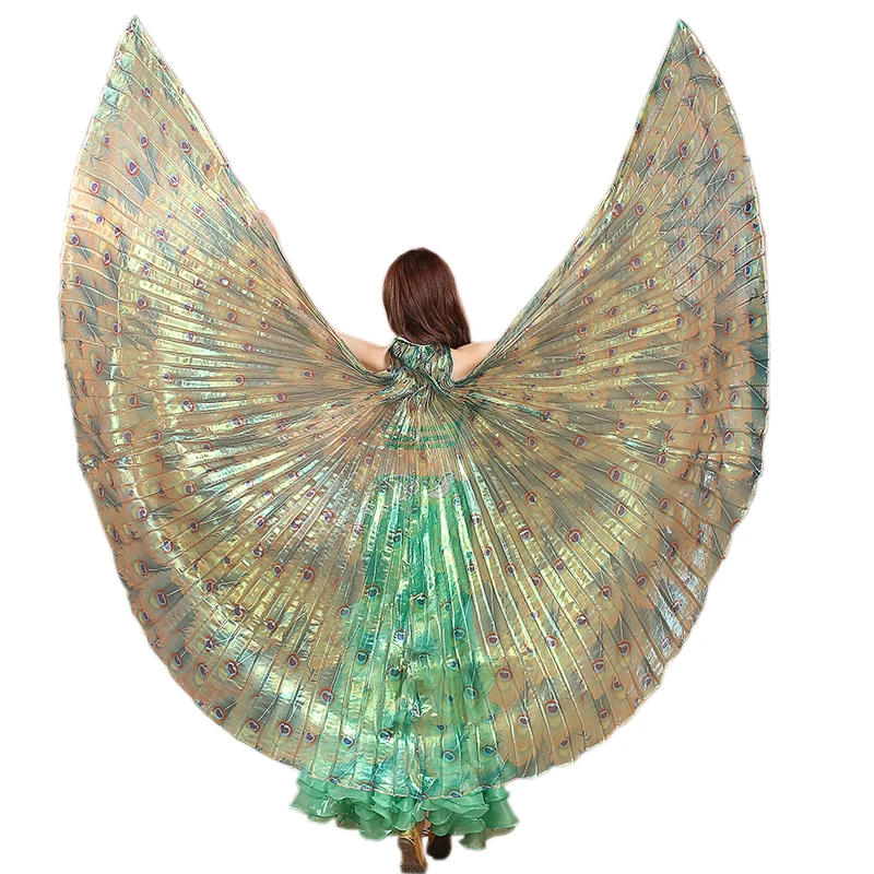 

Belly Dance Costume 360 Isis Wings Gradient Colors & Colourful Performance Props Dance Accessories Egyptian Wings with Sticks