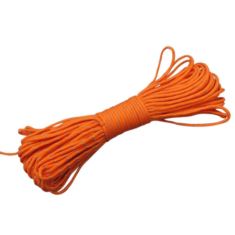 Yellow Orange 100FT 4 мм 550 отражающий Паракорд парашютный канат трос, рыбной ловли, ремень с зубчиками 7 внутренних пряжей - Цвет: Yellow Orange