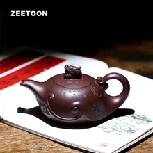 380cc подлинный исинский Чайник Китайский Здоровый фиолетовый глина дракон горшок мастер ручной работы черный золотой песок чайник