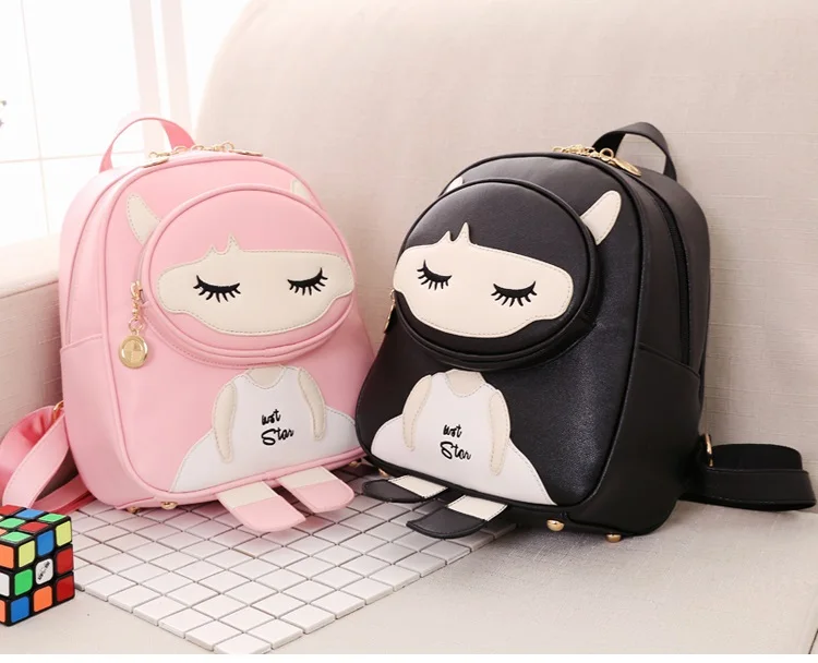 Waliicorners Cute cartoon backpack for children PU leather schoolbag for teenage girls Lovely shoulder bag backpacks female Daypack Black 16 Cute cartoon backpack for children PU leather schoolbag for teenage girls Lovely shoulder bag backpacks female Daypack (2)