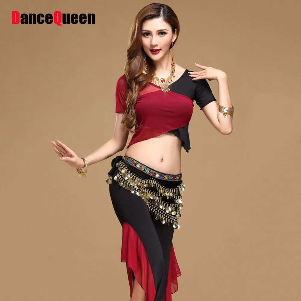 

2017 Women Lady Belly Dance Costumes 2Pcs 3Pcs Top Split-Joint Pant Wasit Chain Falda Danza Del Sexy Sexy Belly Dancer Costumes