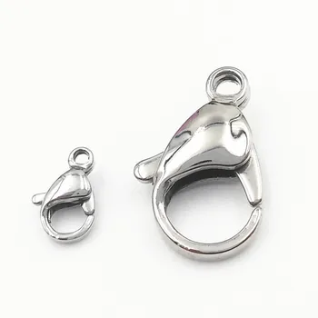 

Silver tone Stainless Steel Lobster Clasps Jewelry Findings DIY Necklace Bracelet Making Jewelry Accessories 10mm 12mmm 15mm