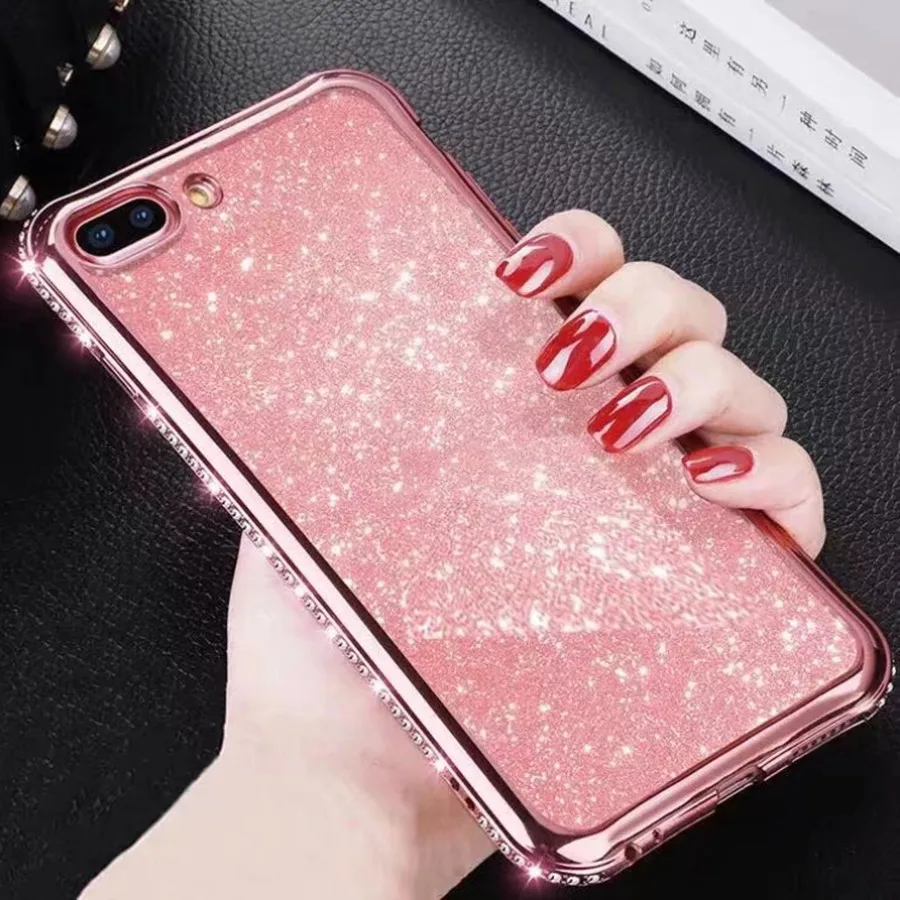 Glitter Diamond Frame Case for iPhone 7 Plus 6 6S 8 X XR XS MAX Samsung Galaxy Note 9 S9 S8 A6 A8 2018 Cover Silicone |
