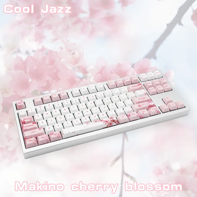 Cherry blossom 126 Keys Full Set Mechanical Keyboard Keycap PBT Five Face Dye-Sublimation Keycaps For Mechanical keyboard Cherry blossom 126 Keys Full Set Mechanical Keyboard Keycap PBT Five Face Dye-Sublimation Keycaps For Mechanical keyboard