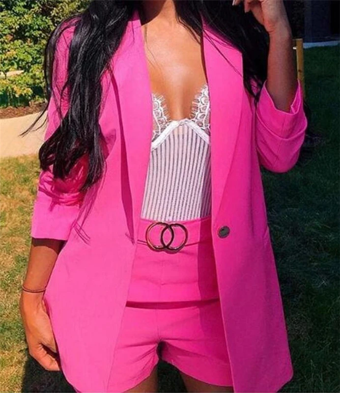 Fuchsia Zomer Vrouwen Broekpakken Custom Made 2 Stuk (Korte Broek + Jas)  formele Uniform Dames Werkkleding Blazer Outfit Broekpak - AliExpress  Women's Clothing