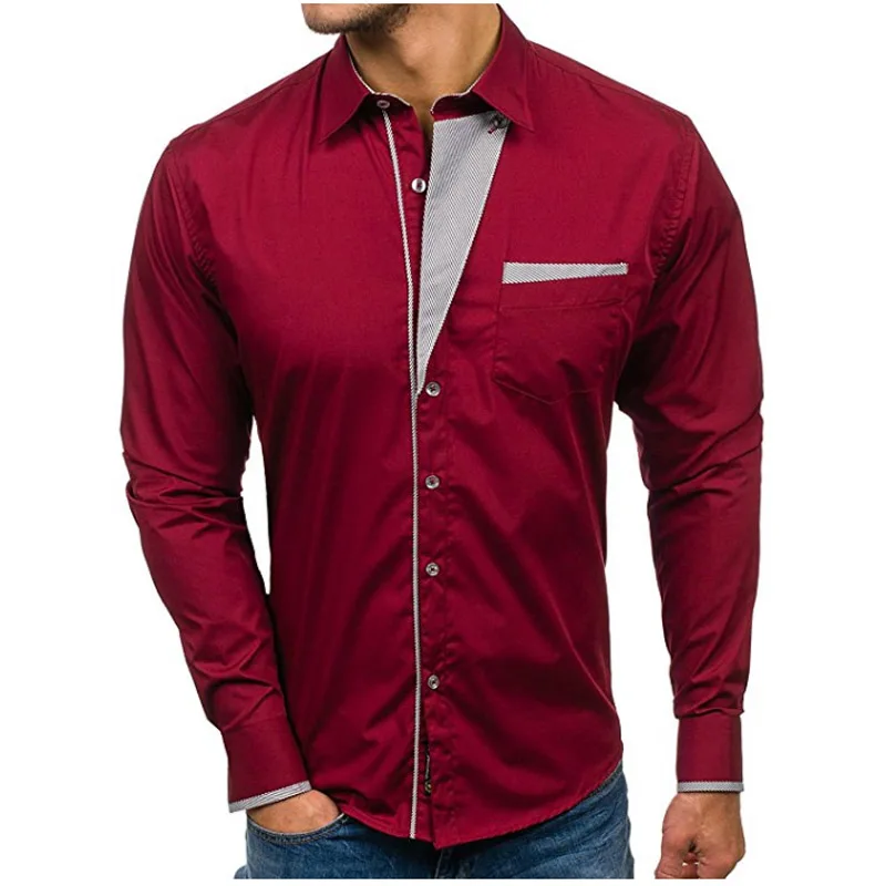 

Men Shirt Brand 2018 Male High Quality Long Sleeve Shirt Casual Solid Color Slim Fit Man Dress Shirts Camisa Masculina 3XL