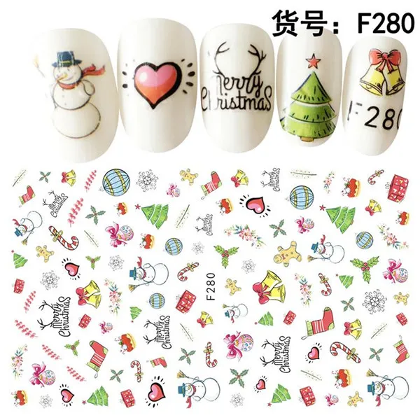 Можно смешивать дизайн 3D Рождественские наклейки для ногтей s новогодние наклейки для ногтей s наклейки зимние наклейки для ногтей - Цвет: FZ280