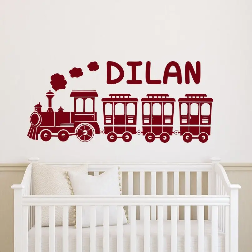 Personalized Train Wall Decal Customized Boys Name Wall Sticker Nursery Decoration Train Custom