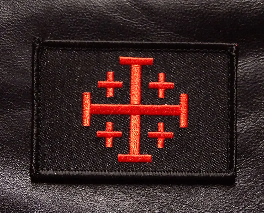 

JERUSALEM CROSS INFIDEL CRUSADER EMBROIDERED HOOK MORALE PATCH Templar Knight