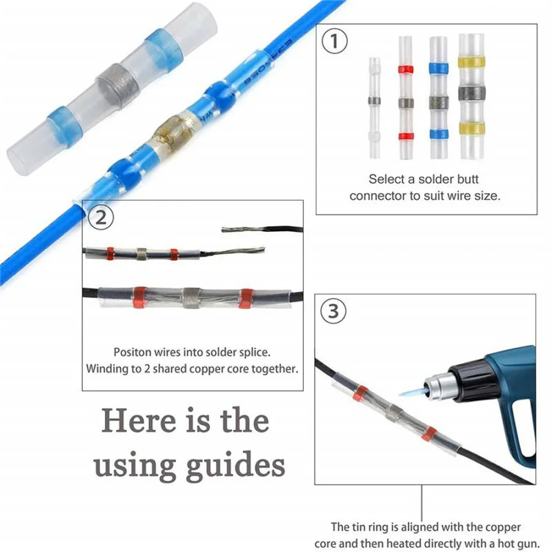 100* Автомобильный припой уплотнительный рукав термоусадочная Стыковая проволока соединитель 16-14AWG много