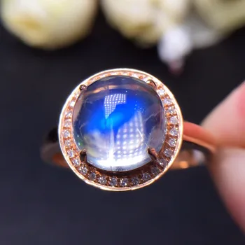 

Fine Jewelry Real Pure 18 K Gold Jewelry AU750 100% Natural Moonstone Gemstone 3.8ct Female's Rings for Women Fine Rings
