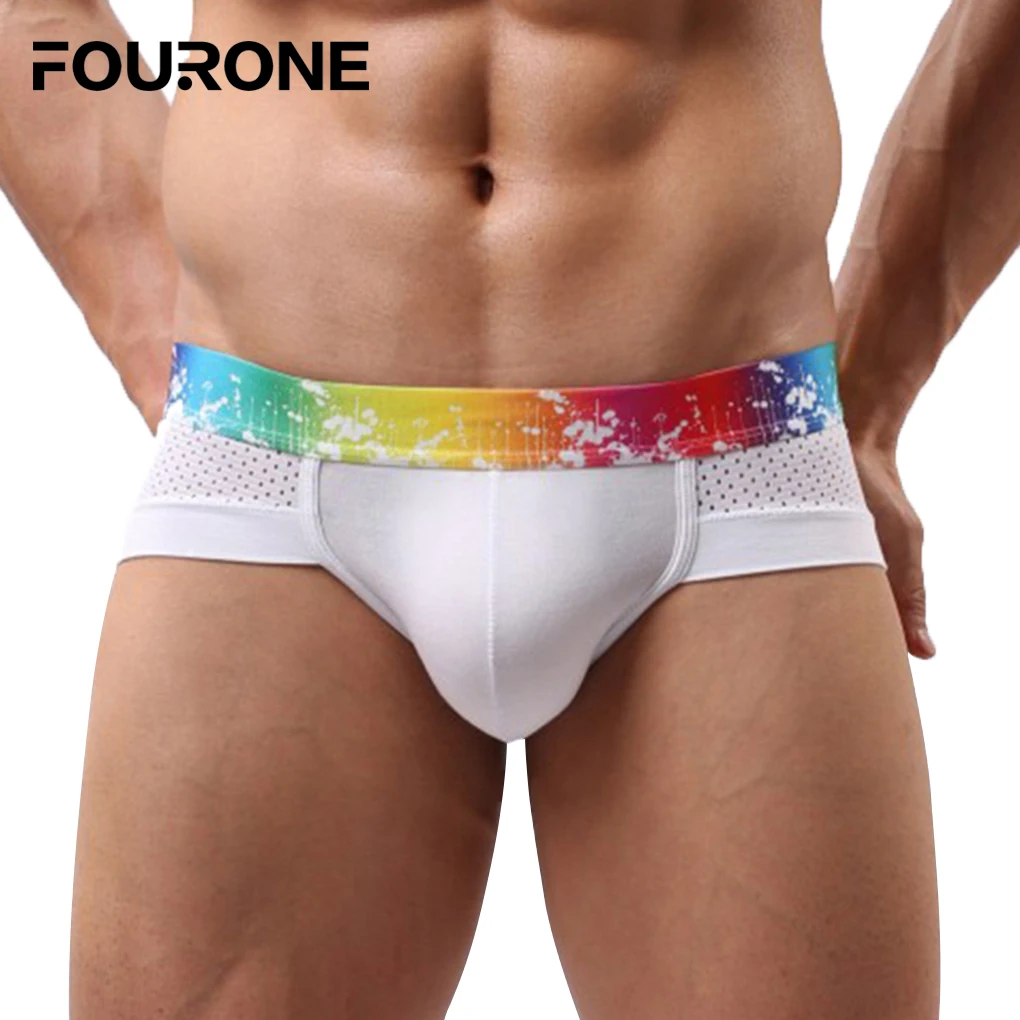 

Breathable Men's Colored belts Breathable Underwear U Convex Pouch Low Waist Modal Mesh Underpant Briefs Popular