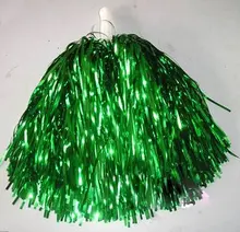 cheerleading rooter Poms 10″ cheerleader pom poms metallic green color 10pcs (5pairs) stick handle custom color