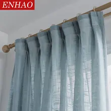 Современные тюлевые шторы ENHAO для гостиной, спальни, кухни, тюлевые оконные шторы из вуали, сплошные оконные панели