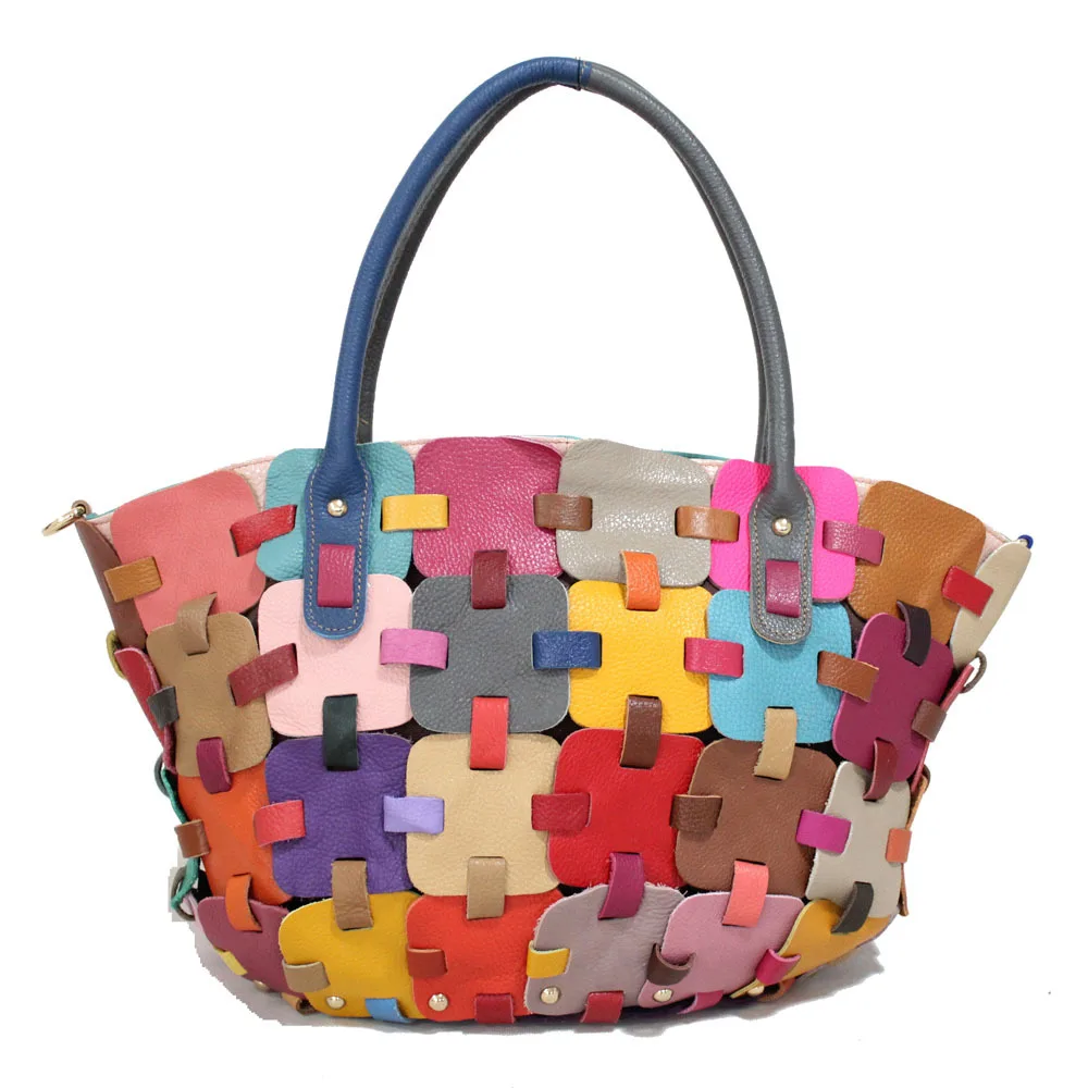 

Hot Women Leather Handbags Vintage Hit Color Luxury Handbags Women Bags Designer Genuine Leather Tote Bag Crossbody Hobo Bag