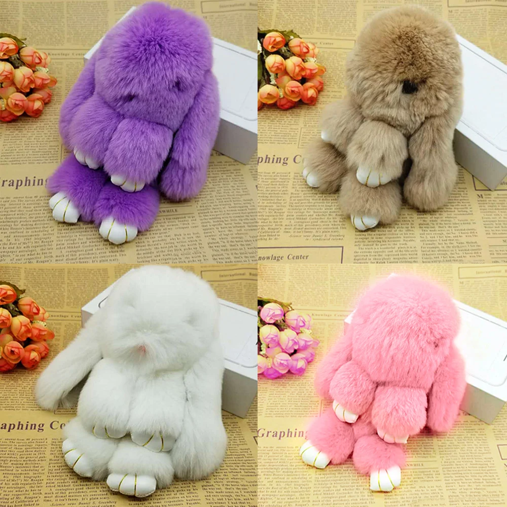 

Cute Fluffy Fur Rabbit Doll Pluff Pompon Stuffed Cartoon Bunny Fur Ball Pom Pon Toy Doll Charms Keychain Pendant