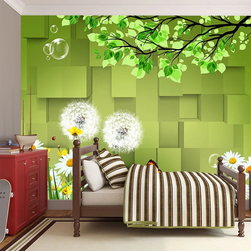 

Large 3D bump stereo green nature scenery non-woven wallpaper bedroom cartoon children's room wallpaper sofa TV background wall