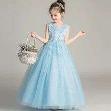 Длинное вечернее платье принцессы с цветочным рисунком для девочек на свадьбу; детское платье; платье для первого причастия; костюм для малышей; одежда для детей; vestidos