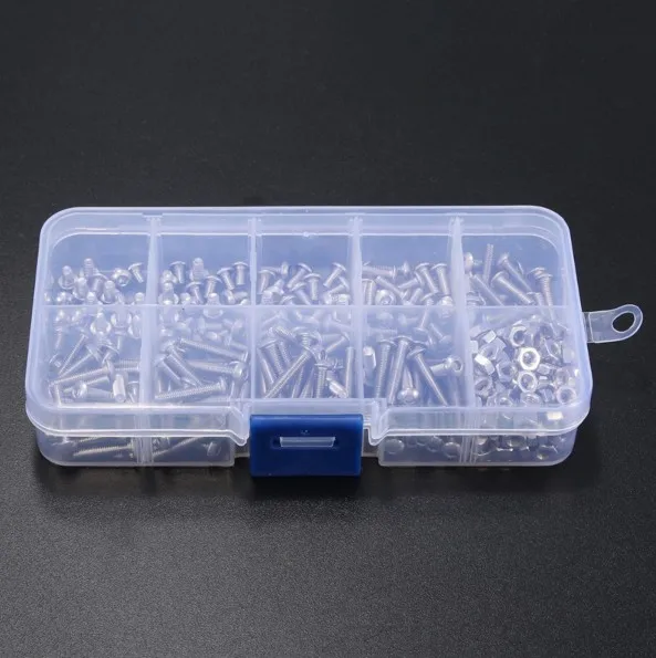 340pcs M3 (3mm) A2 Stainless Steel ISO7380 Button Head Allen Bolts Hexagon Socket Screws With Hex Nuts Assortment Ki