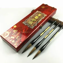 Аутентичная кисть HU шерсть коровы профессиональная Китайская каллиграфия ручка щётка для волос L M S скрипт кисточки для письма с подарочной коробкой