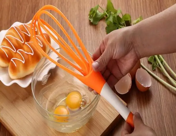 

New Rotatable Mixer 2in1 Rotatable Egg Beaters Food-grade PP Whisk Cook Tools Kitchen Blender Detachable Washable Egg Mixer