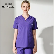 Летний операционный хирургический халат медицинский короткий рукав скраб костюмы Стоматологическая косметолога оральная одежда для домашних животных