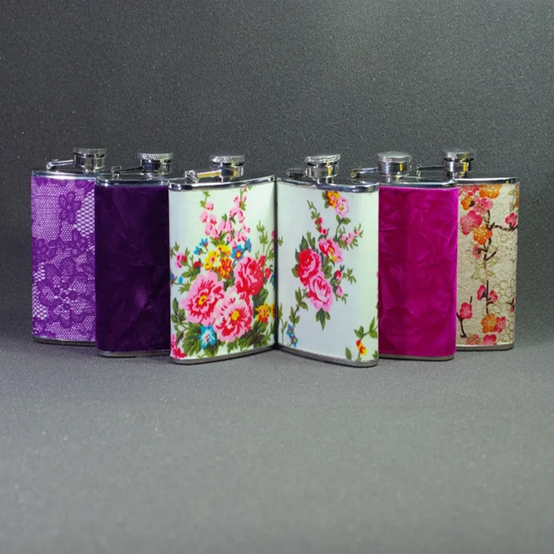 3oz 304stainless steel portable mini hip flask outsourcing leather hip flask Color 7 Square Wine Pot