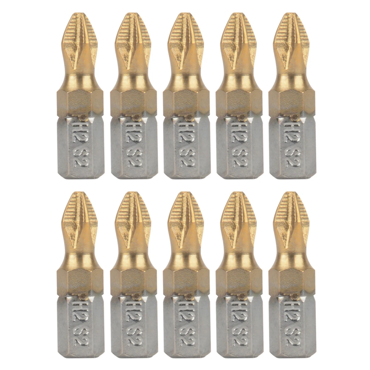10pcs 25mm 1/4inch PH2 Magnetic Screwdriver Bits Shank Titanium Coated Screwdriver Bits Electric Drill Bits Power Tools