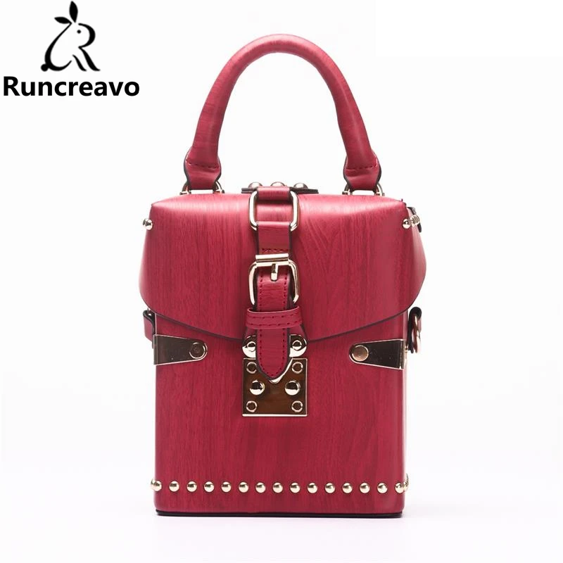 

2018 crossbody bags for women leather handbags luxury handbags women bags designer rivet box vintage shoulder bag sac a main