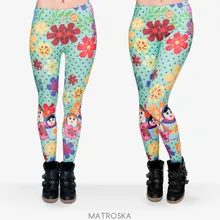 Леггинсы для девочек красивые классические Джокер длинные узкие брюки 3D цветок матрёска печатных женщин забавные леггинсы