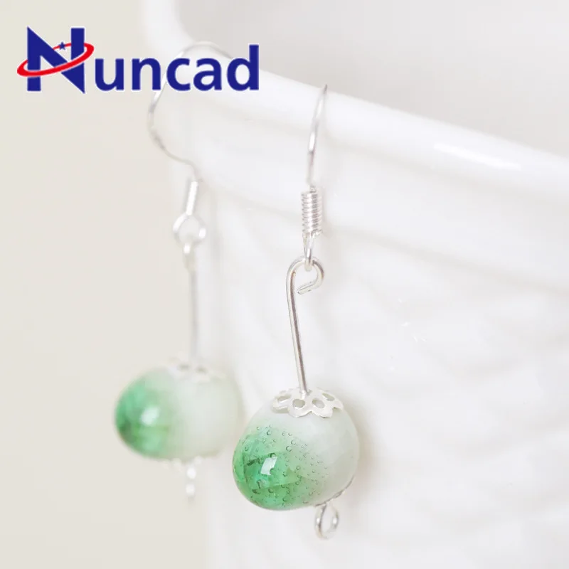 

Ceramics Woman Ornaments Eardrop Crackle Glazed Pottery Porcelain Earrings Ethnic Woman Jewelry Accessories