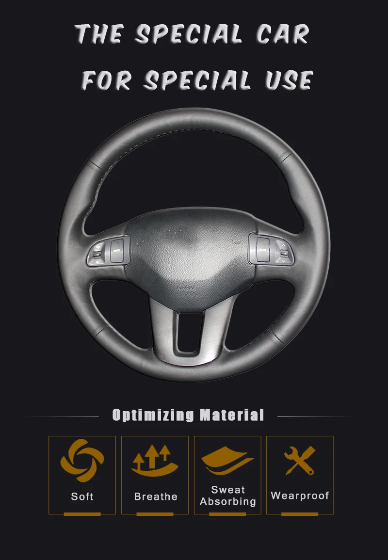 Автомобильная оплетка на руль для Kia Sportage 3 2011- Kia Ceed Cee 'd 2010-2012 Авто кожаный чехол на руль автомобиля-Стайлинг