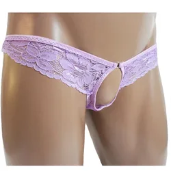 Hot Sexy Men's Lace Thong Sheer Open Front Bikini Brief Underwear 8 Colors Floral G-String Thong Sissy Transformation Lingerie Hot Sexy Men's Lace Thong Sheer Open Front Bikini Brief Underwear 8 Colors Floral G-String Thong Sissy Transformation Lingerie