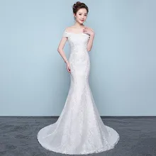 Элегантные Белые Свадебные платья Русалка Вышивка с открытыми плечами лодочкой вечерние свадебные платья с коротким шлейфом Robe De Mariee